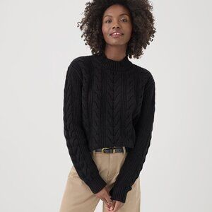 New Pact Black Cable Knit Sweater XL